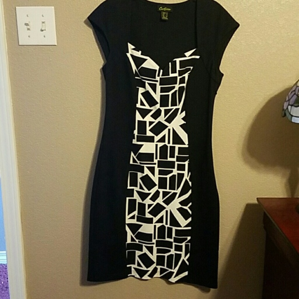 Elegant Black and Cream Dress